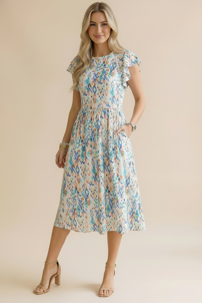 Lucia Ruffle Sleeve Dress