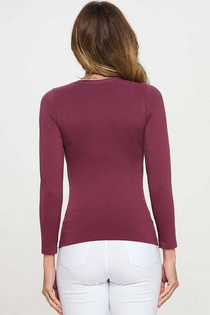 One Size Second Skin Seamless Round Neck Long Sleeve Top