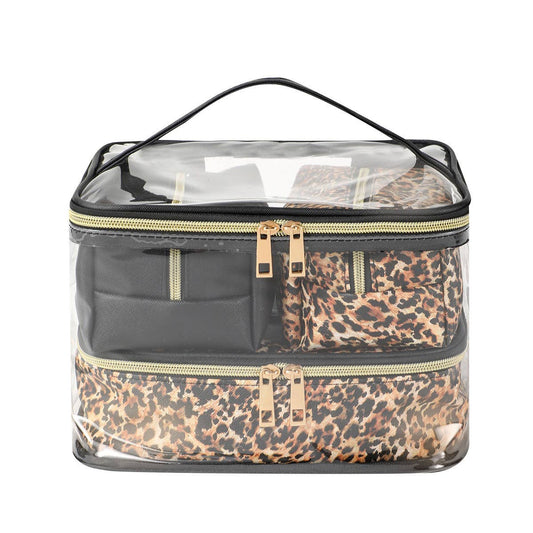 4pc Leopard Black Cosmetic Set