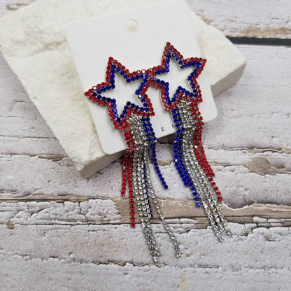 4th of July Independence Day Star Tassel Earrings