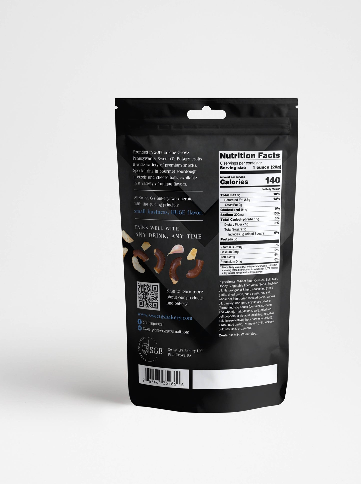 Garlic Parmesan Flavored Sourdough Pretzels - 6oz Pouch