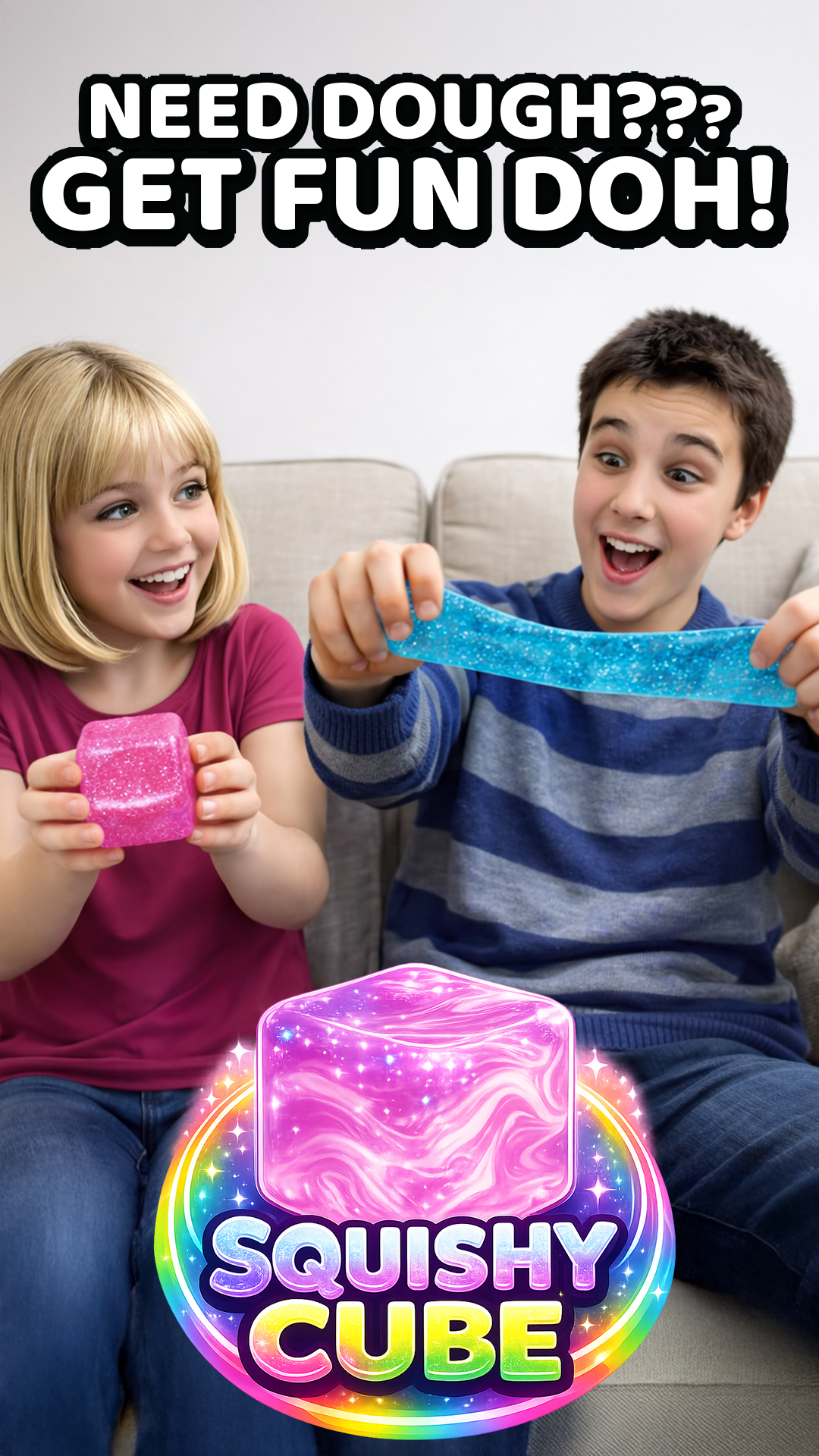Squish & Squeeze Sparkle Cube Fidget Toy