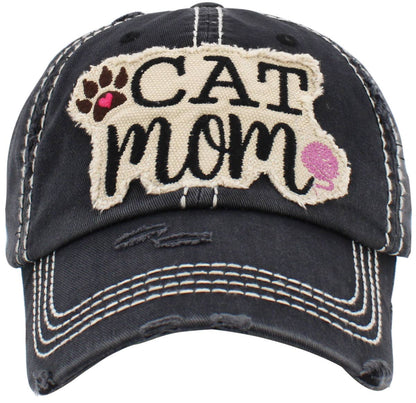 CAT MOM Washed Vintage Hat