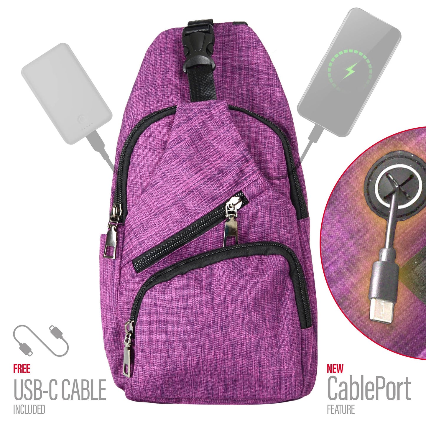 Rose - large USB-C charging enabled Anti theft Daypack Travel Bags: