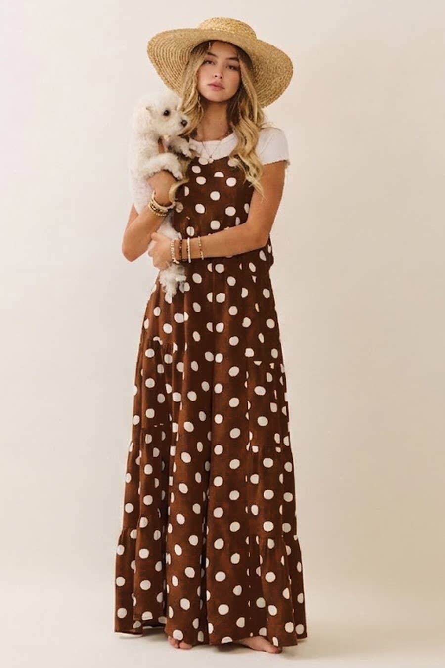 Chocolate Polly Polka Dot Sling Maxi Jumpsut