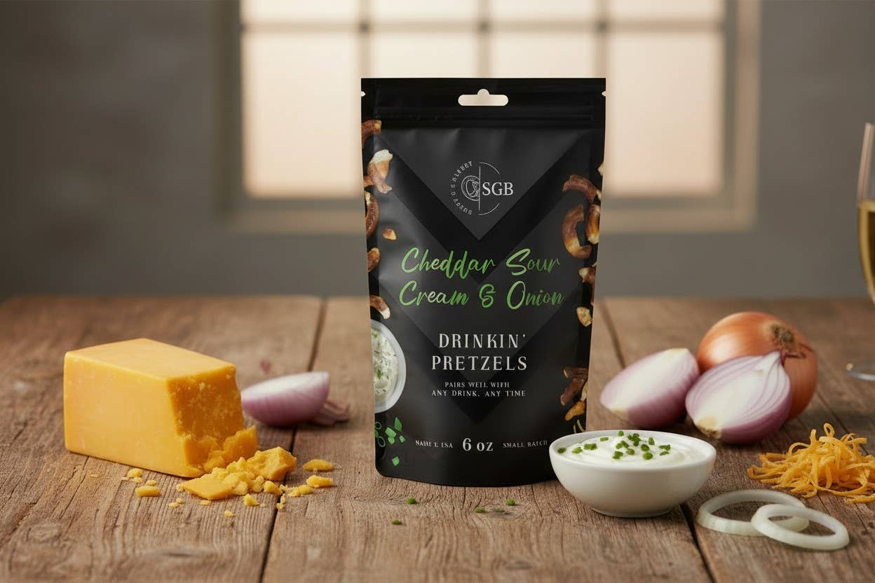 Cheddar Sour Cream & Flavored Sourdough Pretzels - 6oz Pouch