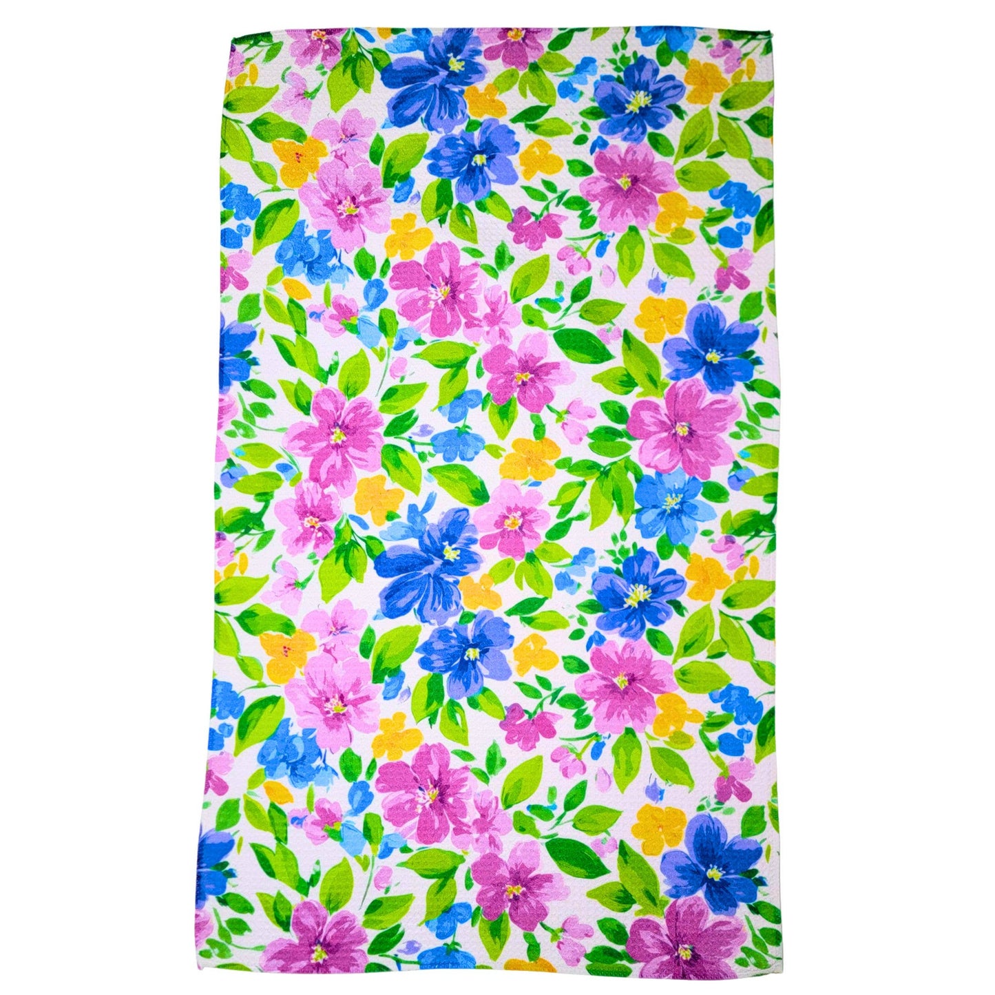 Poppy Floral Motif Waffle Kitchen Tea Towels - Summer Decor