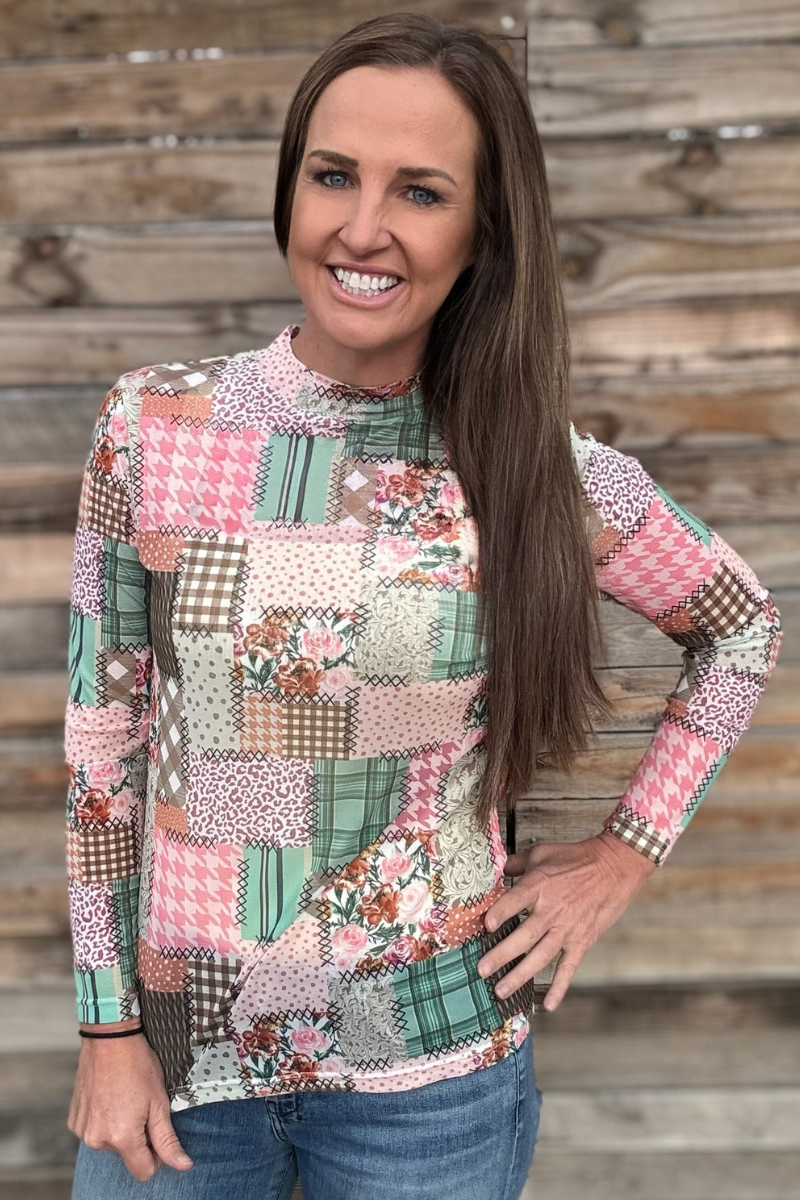 Mosaic Spring Mesh Top