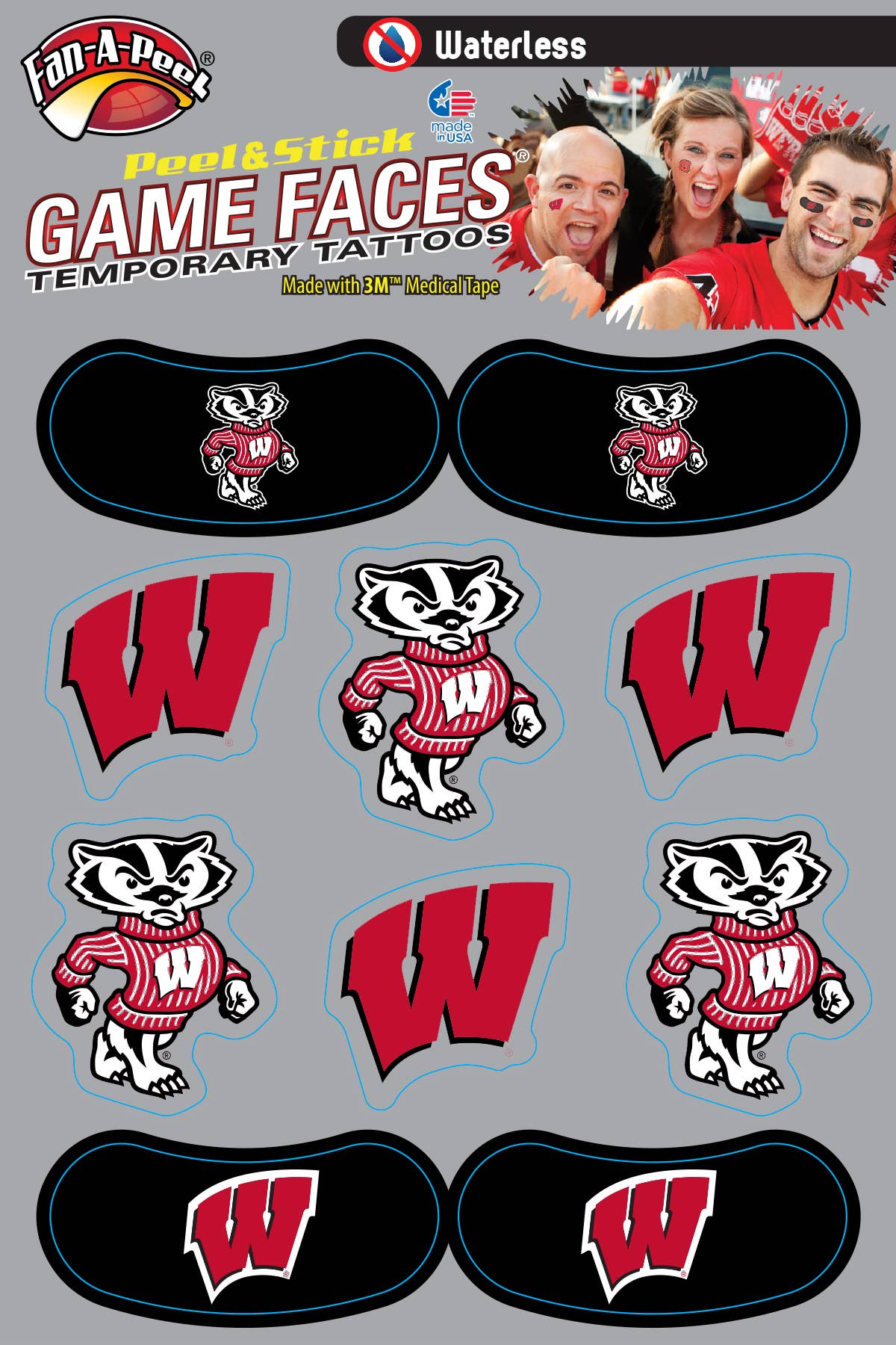 Wisconsin Temporary Tattoos - Peel and Stick