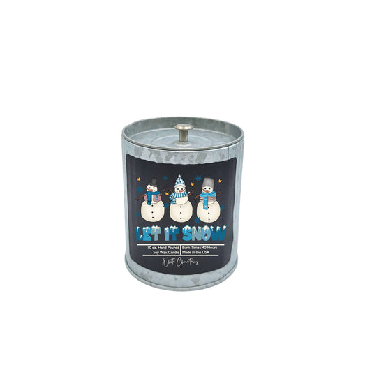 White Christmas - Let it Snow Soy Wax Candle - Rustic Tin Holiday Candles