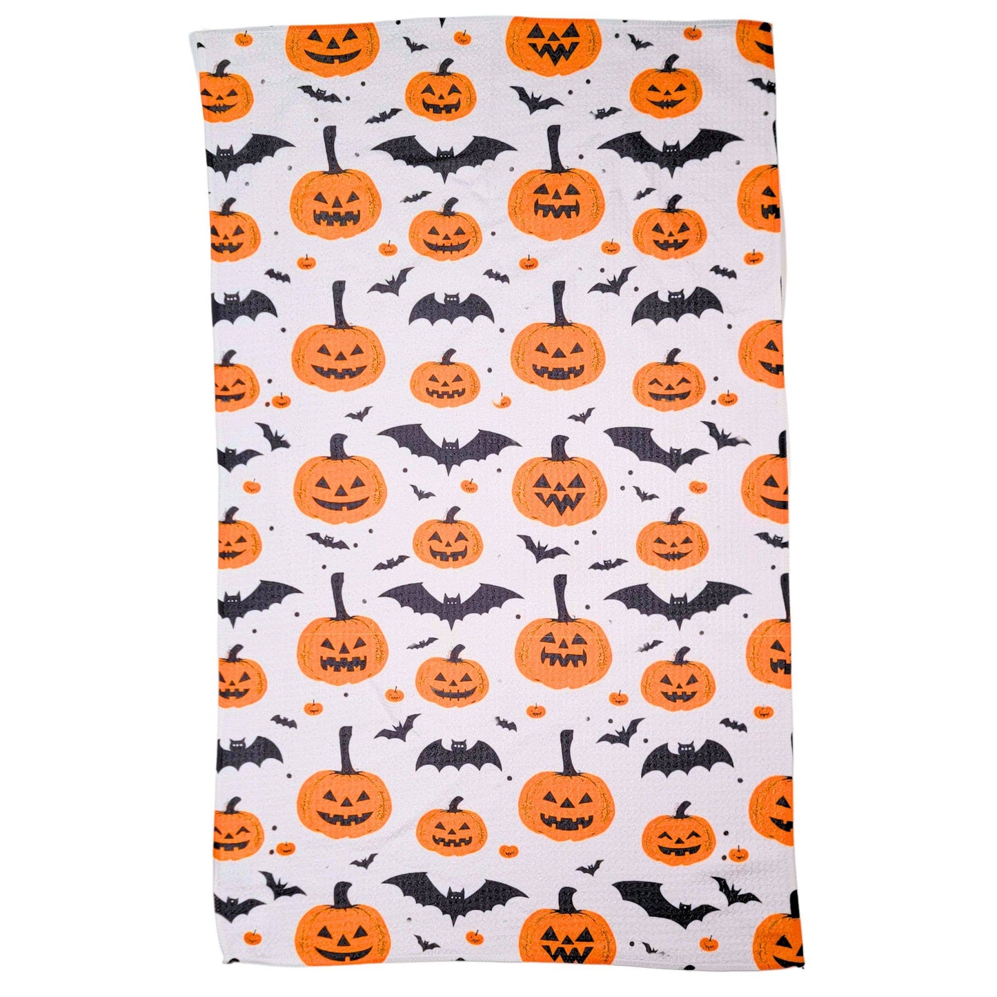 Jack o Lanterns & Bats Halloween Waffle Towels - Fall Decor
