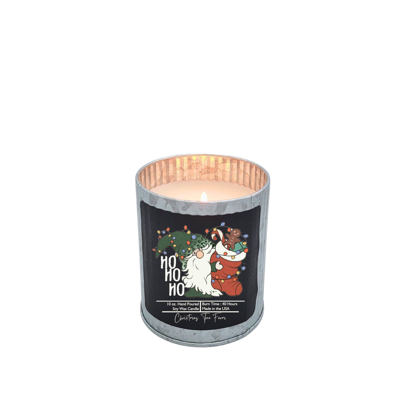 A Christmas Candle HoHoHo Christmas Gnome Candle - Rustic Tin Holiday Candle: