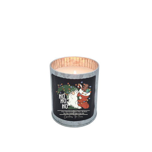 A Christmas Candle HoHoHo Christmas Gnome Candle - Rustic Tin Holiday Candle: