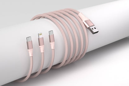 3-in-1 Lavender Cable For IPhone/Ipad & Android Devices