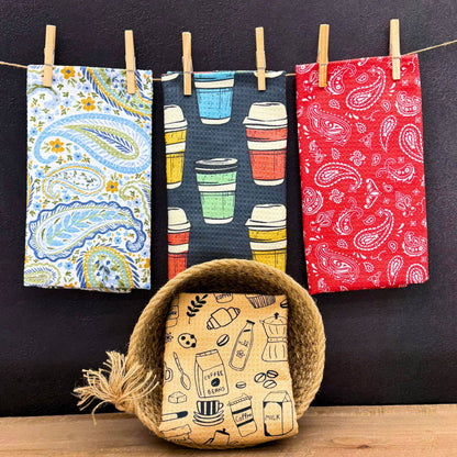 Western Red Bandana Waffle Weave Towels - Home Decor