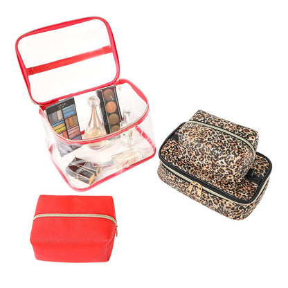 4pc Leopard Red Cosmetic Set