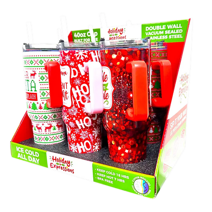 Holiday Insulated 40 oz Cup with Handle