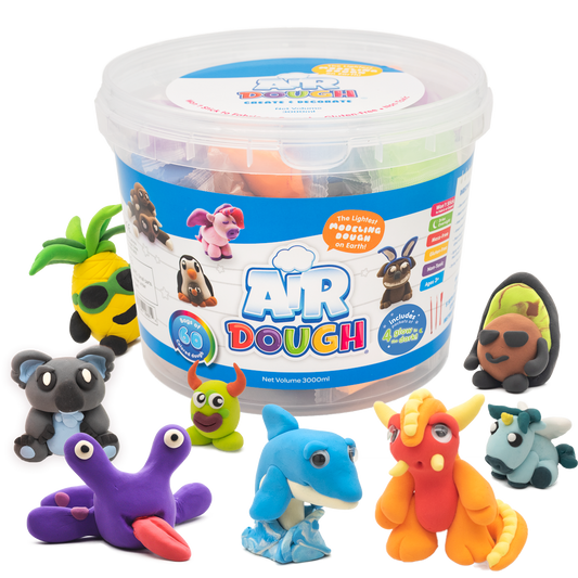 Air Dough - 60 Bags of Colored, Air Dry Clay in a Bucket