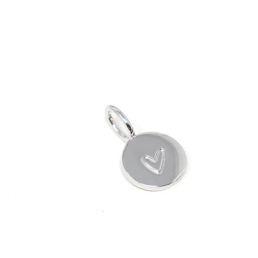 Charm Bar Silver Engraved Heart