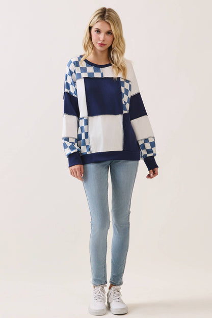 CheckMate Print Patchwork pullover top