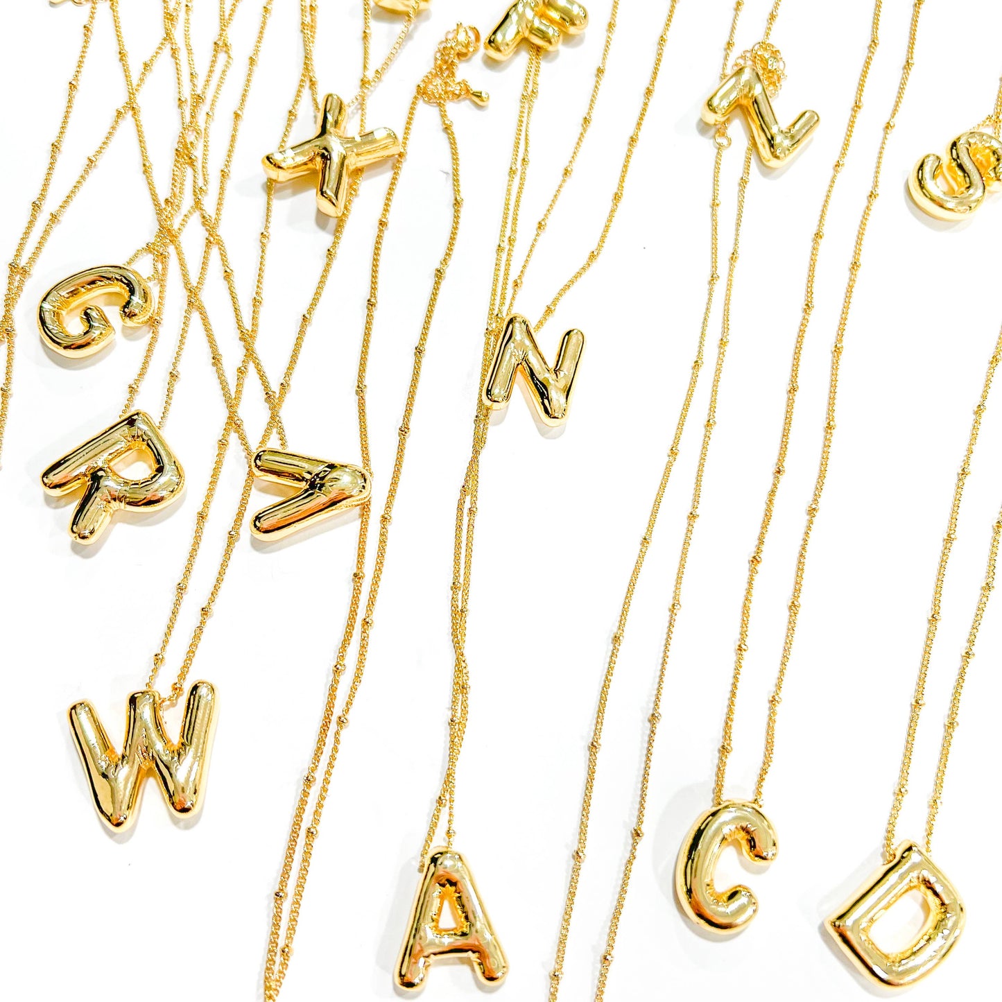 Initial Balloon Bubble Gold Necklace