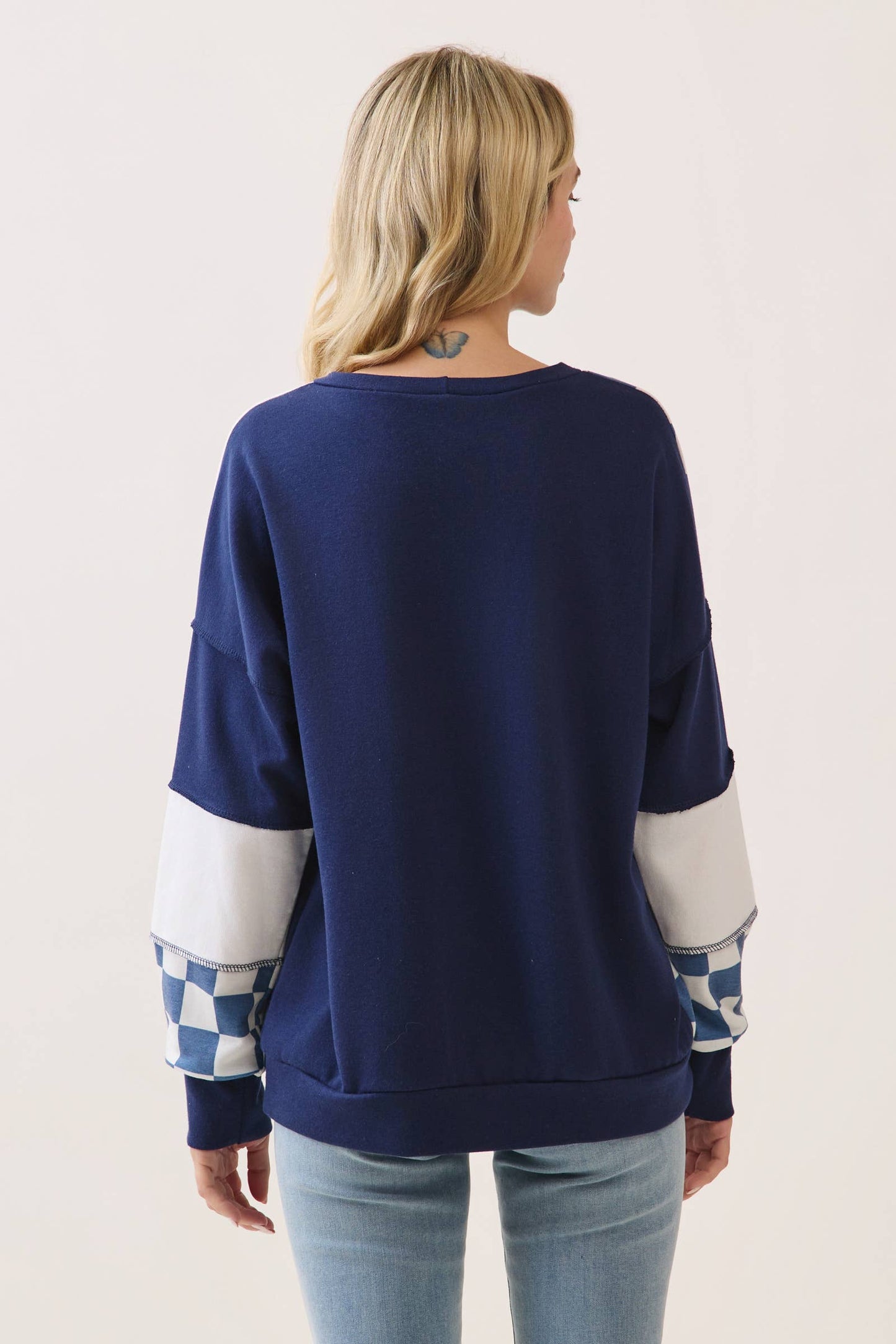 CheckMate Print Patchwork pullover top