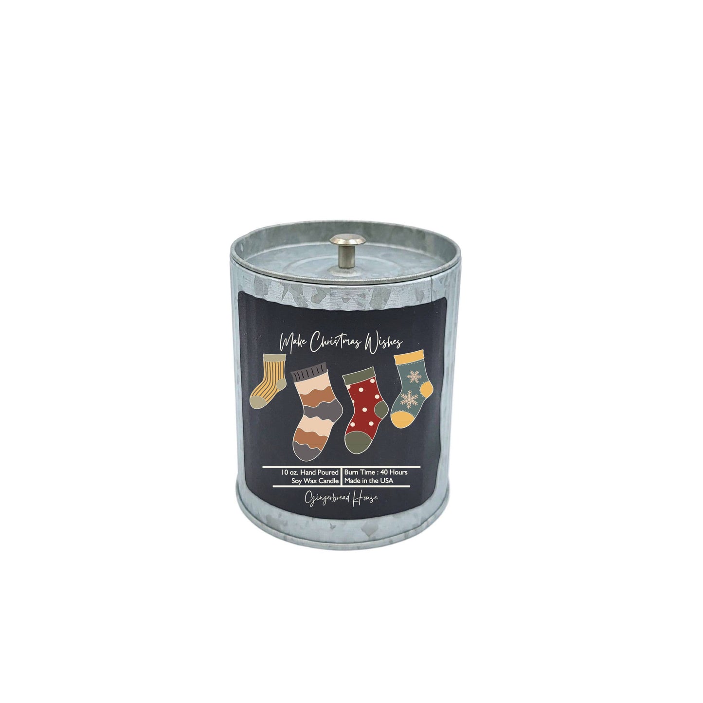 Make Christmas Wishes Soy Candle Rustic Tin Holiday Candles: White Christmas