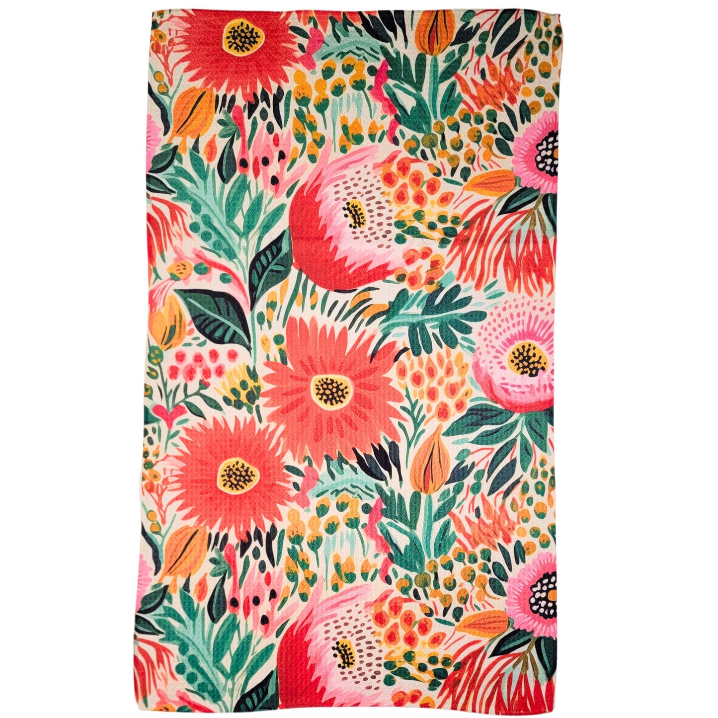 Tropical Summer Flowers Kitchen Waffle Towels - Home Decor