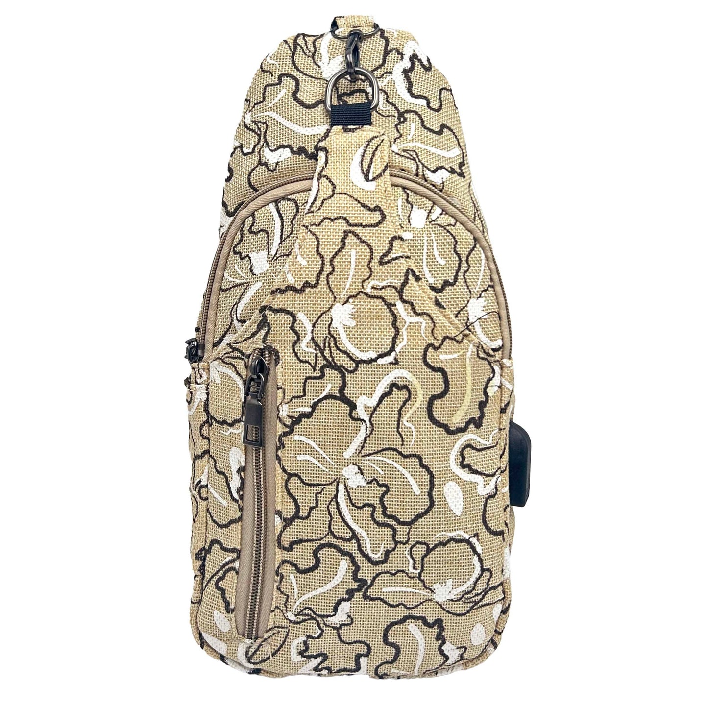 Palm Trees Anti-Theft Crossbody Bag w/ USB–