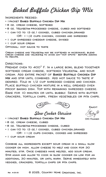 Artisan Kitchen- Baked Buffalo Chicken Dip Mix