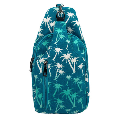 Palm Trees Anti-Theft Crossbody Bag w/ USB–
