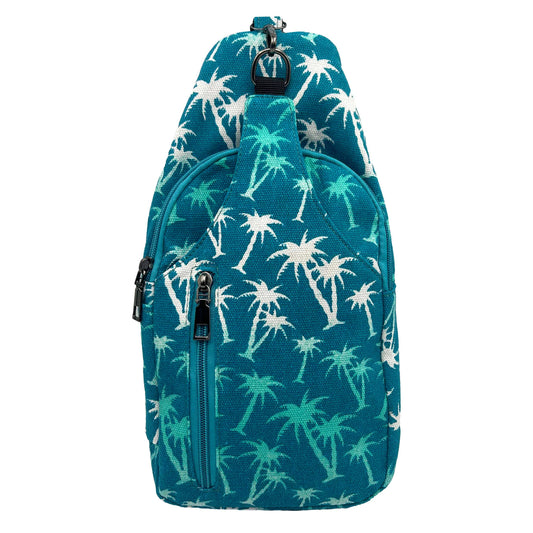 Palm Trees Anti-Theft Crossbody Bag w/ USB–