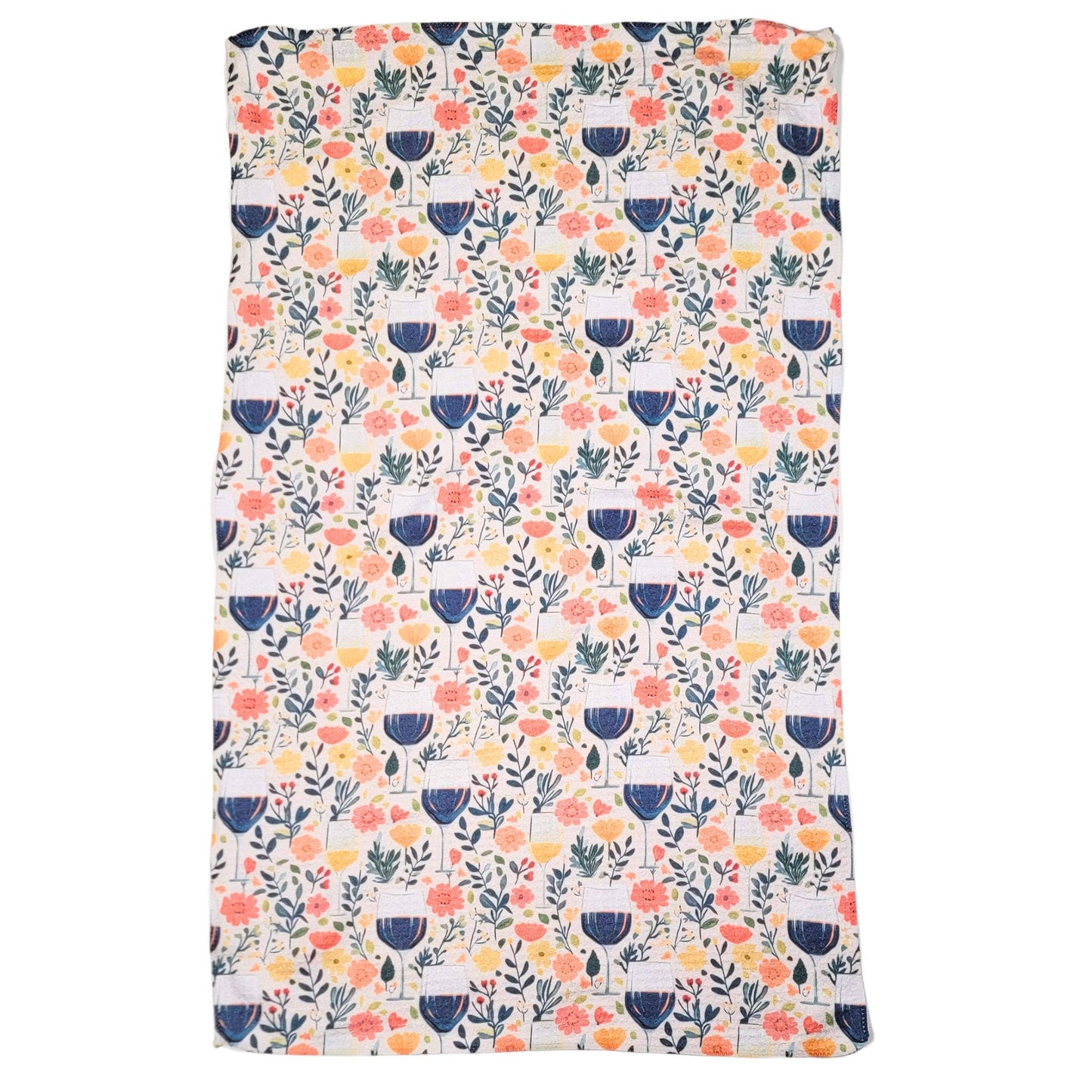 Wine & Flowers Kitchen Decor Waffle Tea Towels - Mothers Day