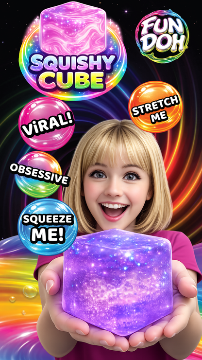 Squish & Squeeze Sparkle Cube Fidget Toy
