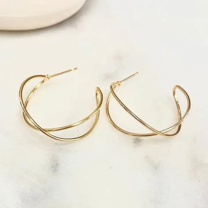 Gold Double Hoops
