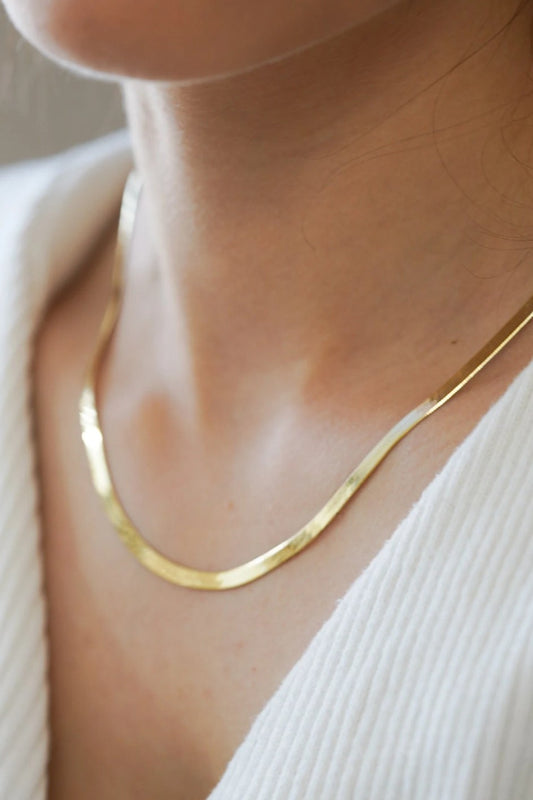 18k Non-tarnish Stainless Steel Chain Herringbone Necklace