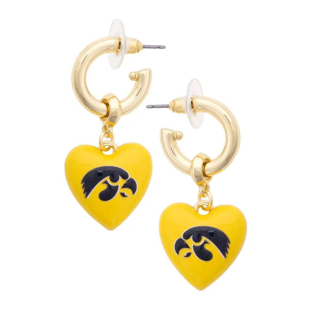 Iowa Hawkeyes Heart Drop Earrings