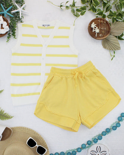IN STOCK French Terry Stevie Shorts - Lemon
