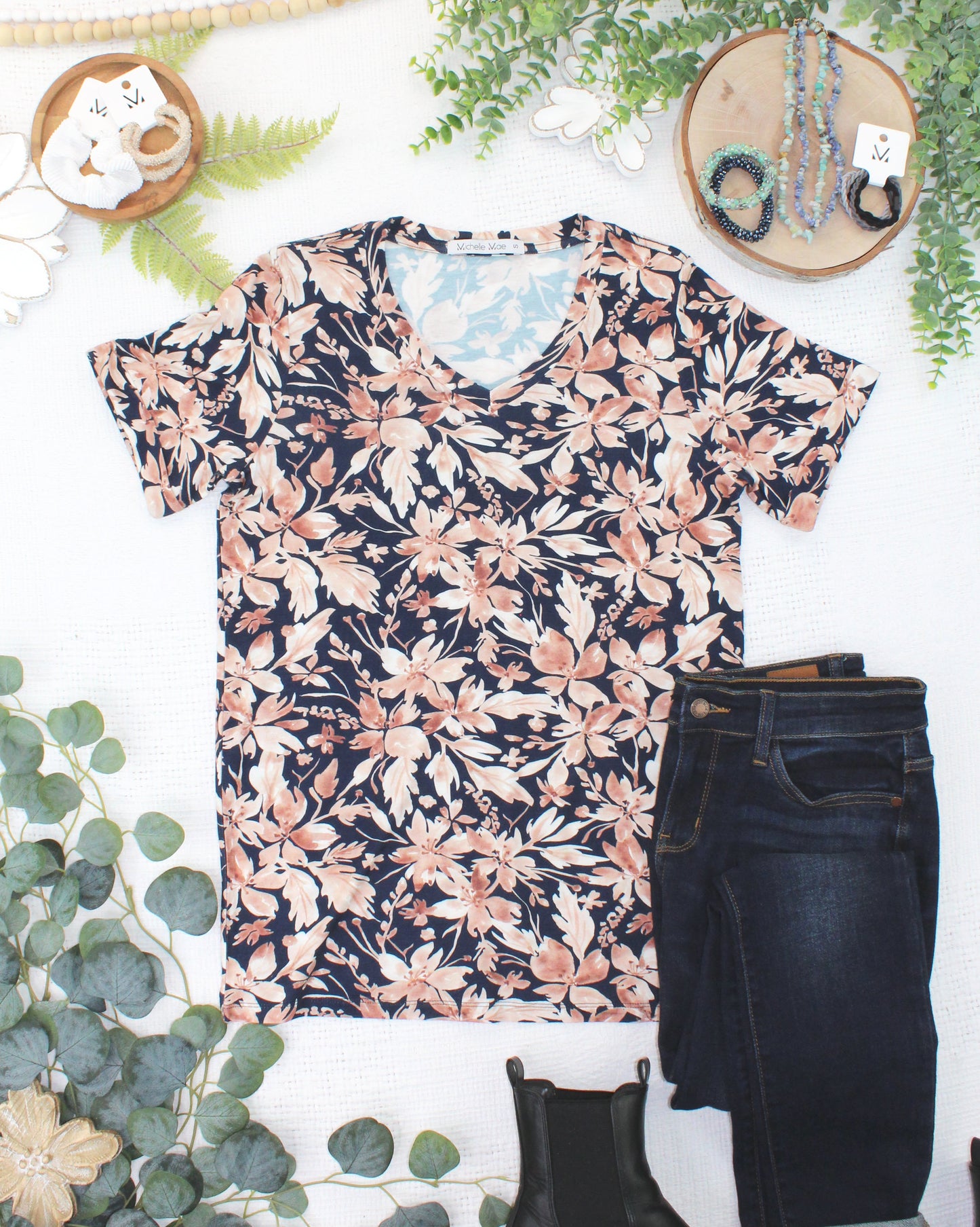 IN STOCK Sophie Top - Navy Autumn Petals