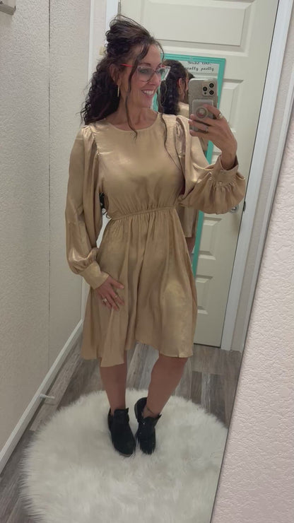 Evening Star Metallic Foil Dress