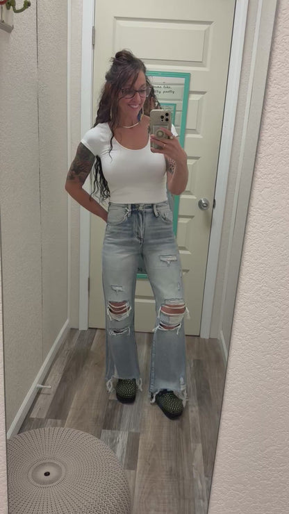 Who Dis Distressed High Rise Vintage Cropped Jeans