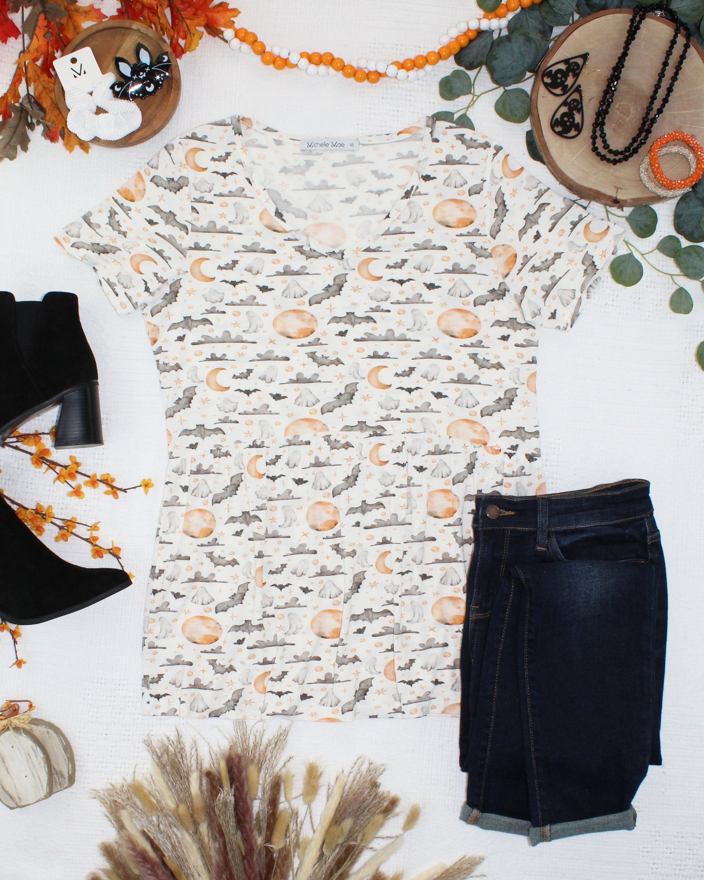 Sarah Ruffle Short Sleeve - Haunted Halloween