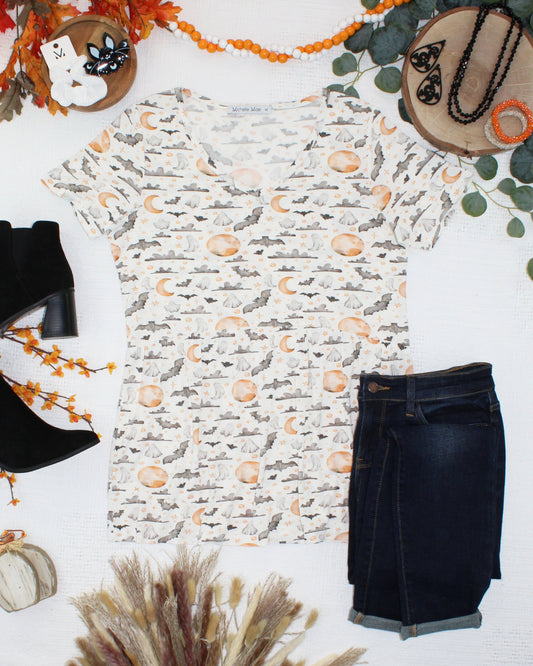 Sarah Ruffle Short Sleeve - Haunted Halloween