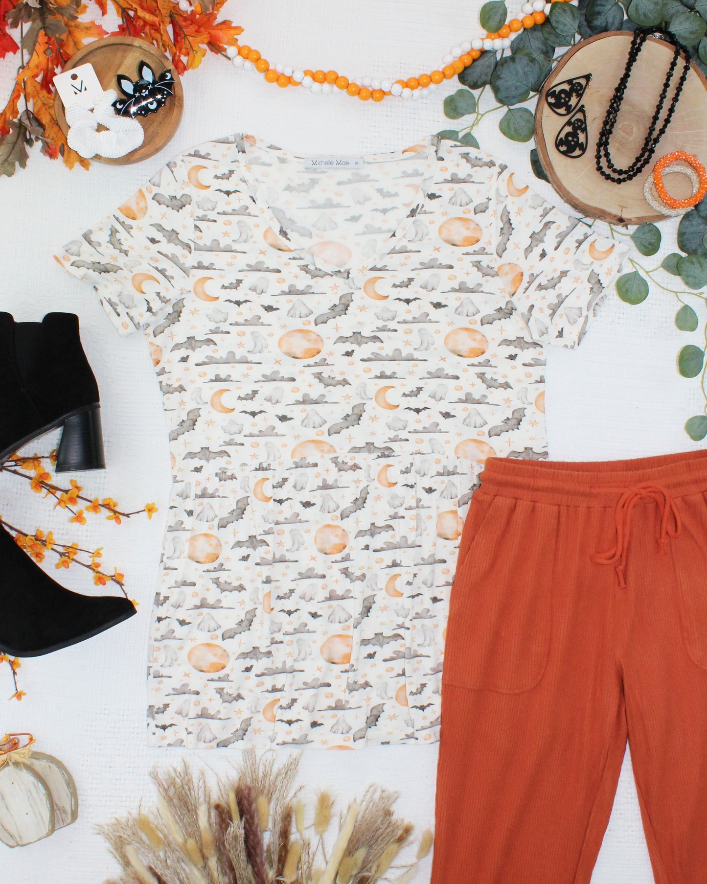 Sarah Ruffle Short Sleeve - Haunted Halloween