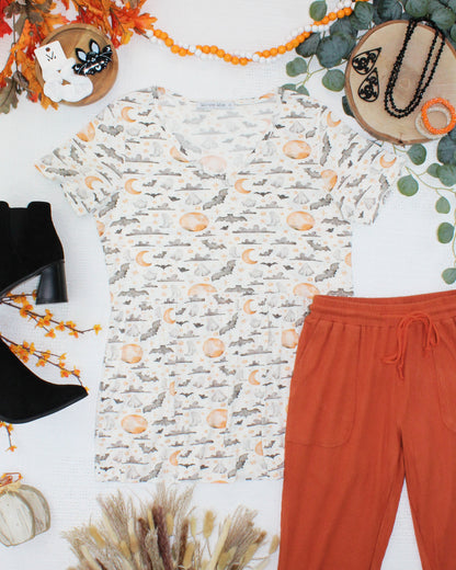 Sarah Ruffle Short Sleeve - Haunted Halloween