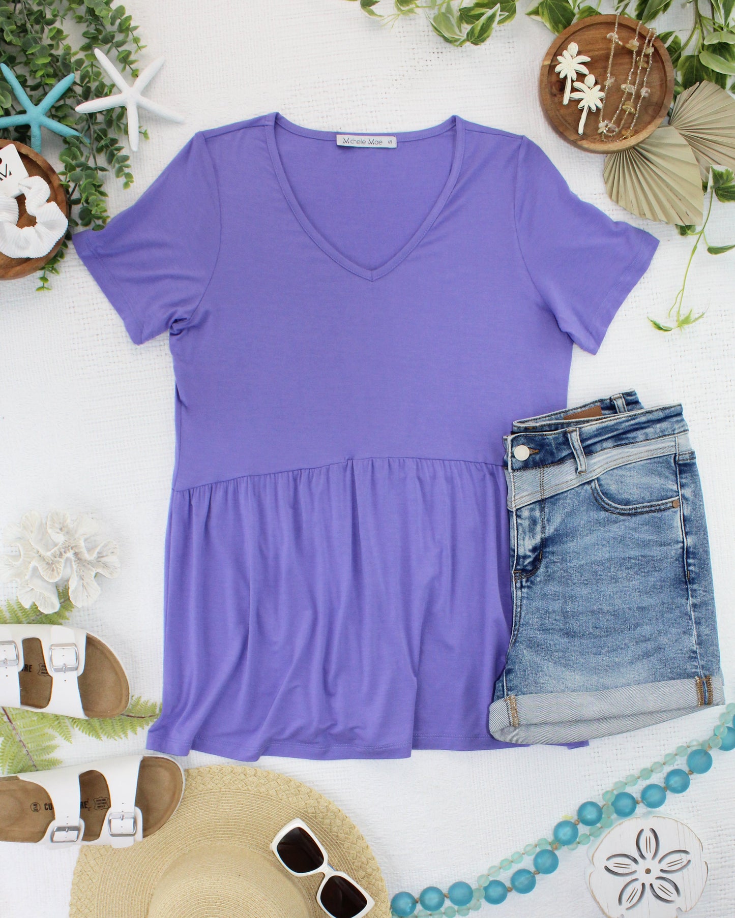 IN STOCK Sarah Ruffle Short Sleeve - Periwinkle Purple