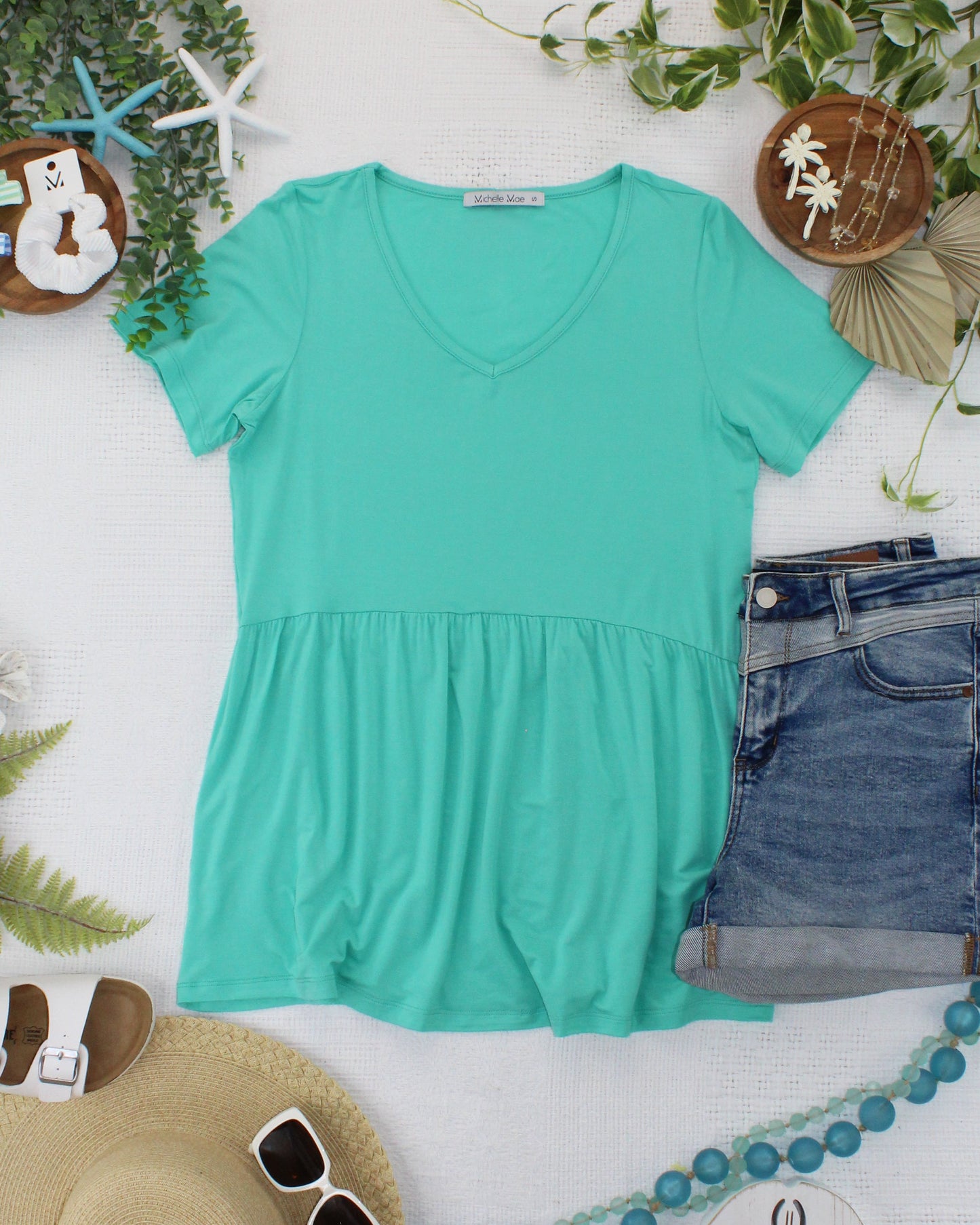 IN STOCK Sarah Ruffle Short Sleeve - Turquoise