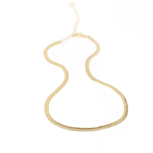 Skinny Herringbone Necklace Gold