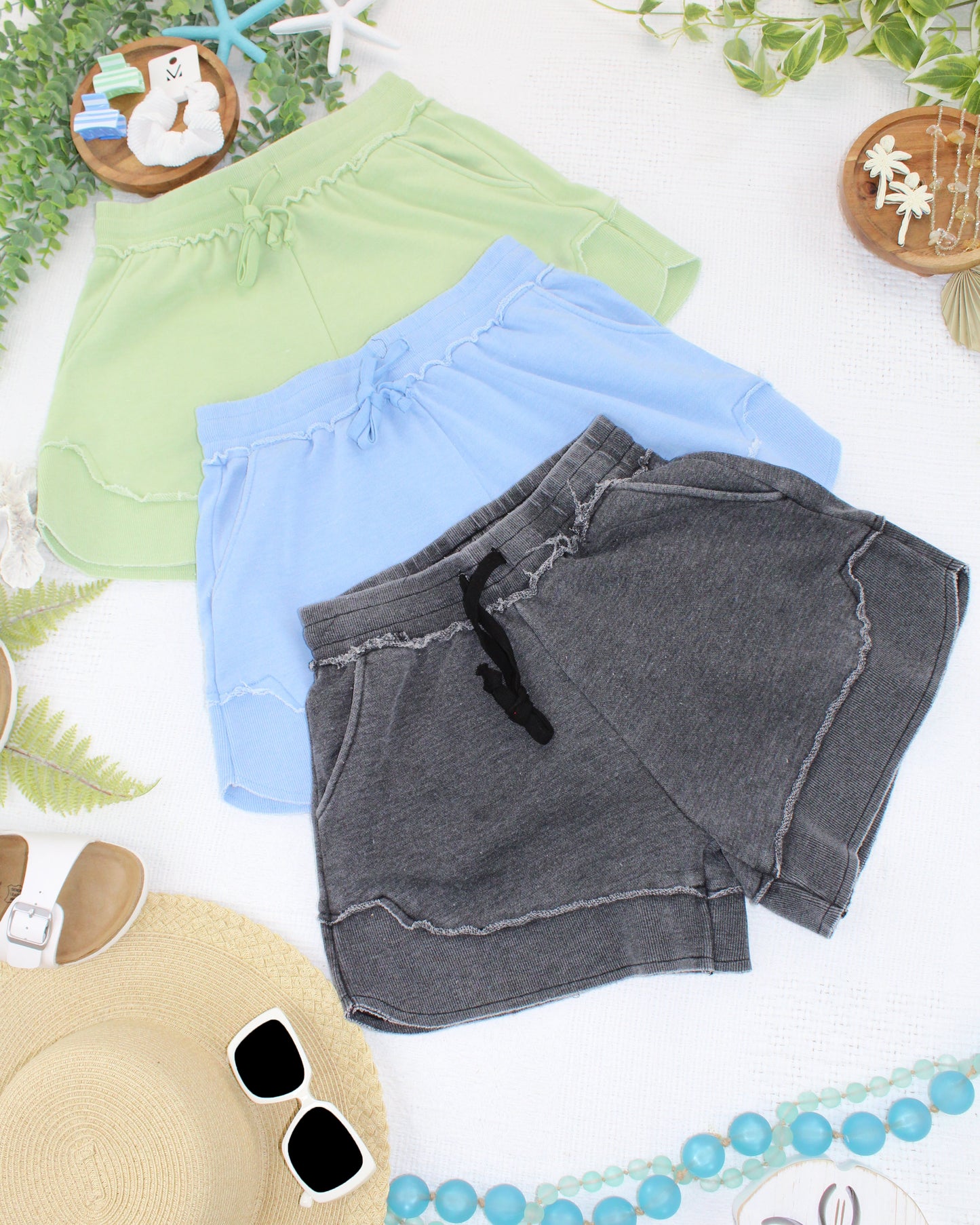 IN STOCK French Terry Stevie Shorts - Spring Leaf