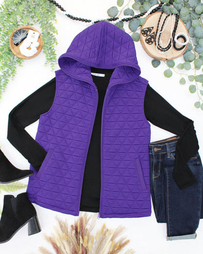 Purple Heather Geometric Hooded Vest